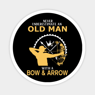 old man with bow and arrow archery slogan gift hobby archery designs hunter Magnet